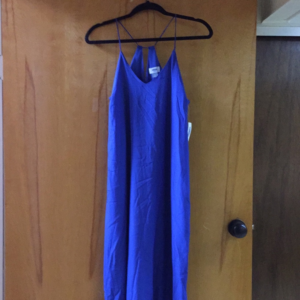 Blue maxi dress.